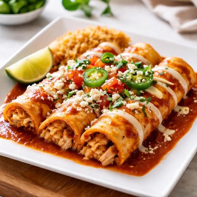 Enchilada with red sauce