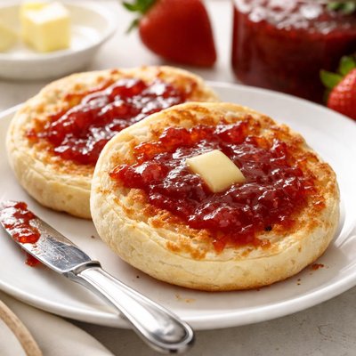 English muffin with jam