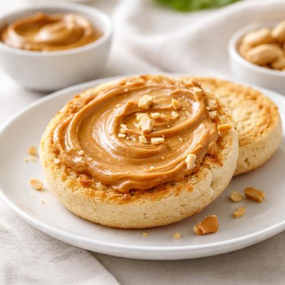 English muffin with peanut butter