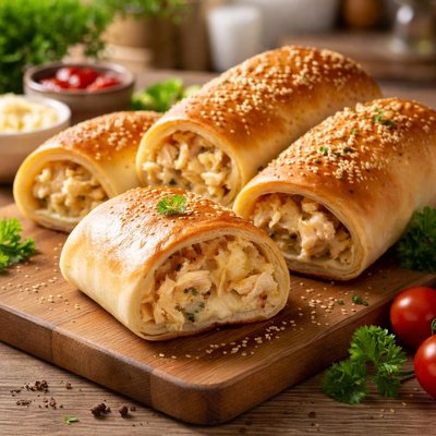 Enrolado frango com queijo