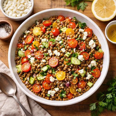 Ensalada de lentejas con tomate