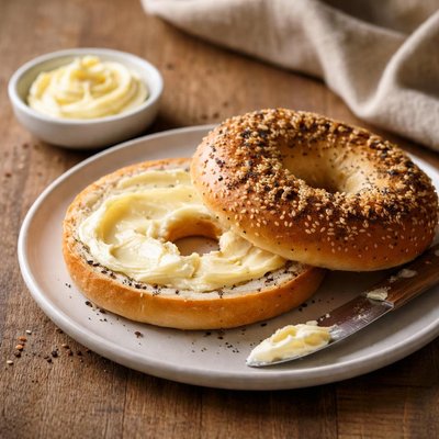 Everything bagel with butter