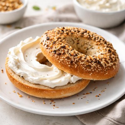Everything bagel with cream cheese
