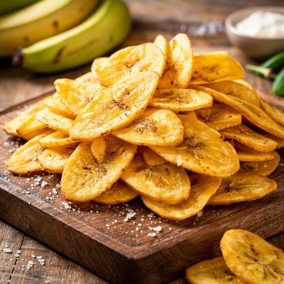 Crujientes exóticos de plátano ligeramente salados