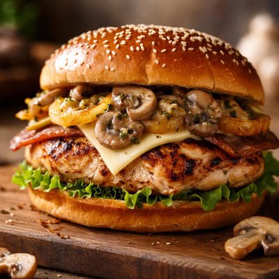极致菌菇烤鸡汉堡王