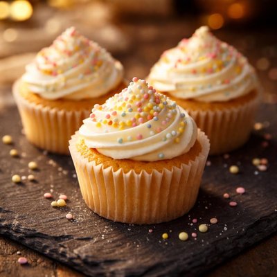 Fairy cake with vanilla icing