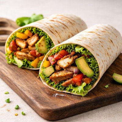 Fajita chicken and avocado wrap