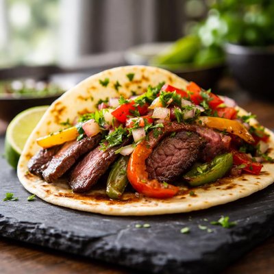 Fajita steak taco
