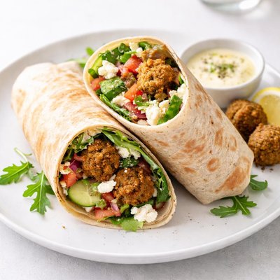 Falafel and goats cheese wrap