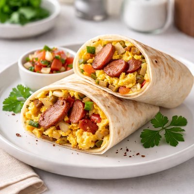 Farmer sausage breakfast wrap
