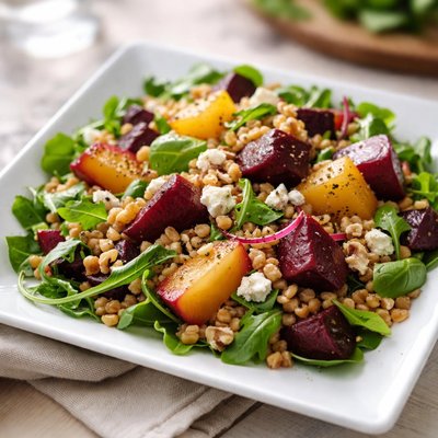 Faro beets and greens salad