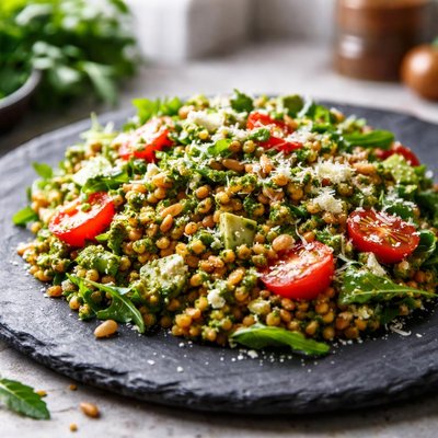Farro pesto salad