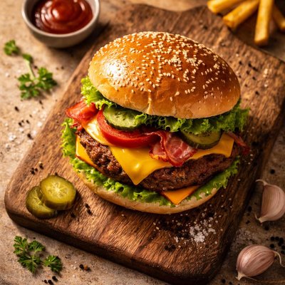 Fast-food cheeseburger