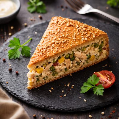 Fatia de torta integral de frango