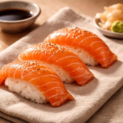 Fatty salmon nigiri