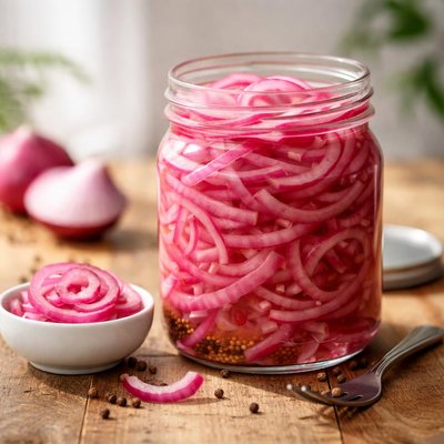 Fermented sliced red onion