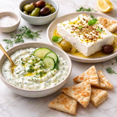 Feta and tzatziki sauce