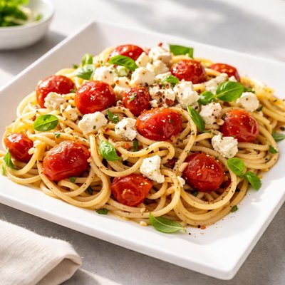 Feta cheese and tomato pasta