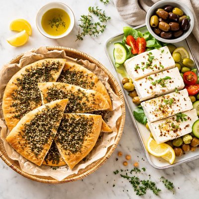 Feta cheese and zatar bread