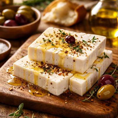 Feta cheese with olive oil