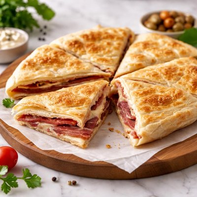 Feteer with pastrami