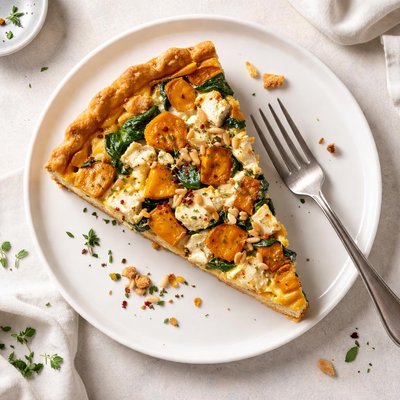 Fetta and pumpkin quiche