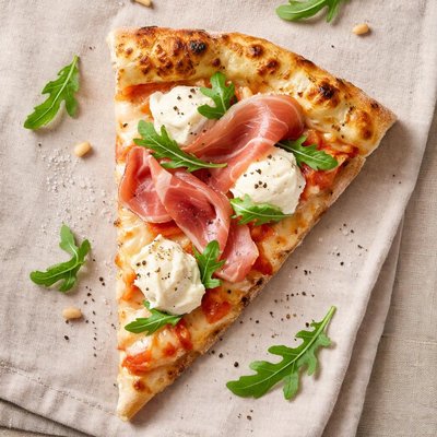 Fetta di pizza bufala e crudo