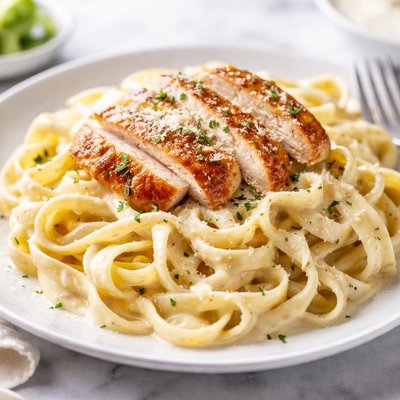 Fettuccine alfredo with chicken