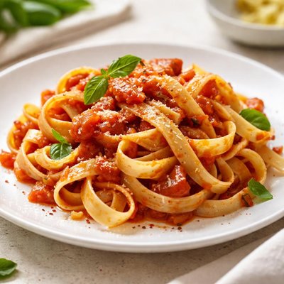 Fettuccine pasta with tomato sauce