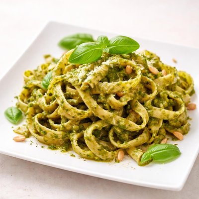 Fettuccine with basil sauce