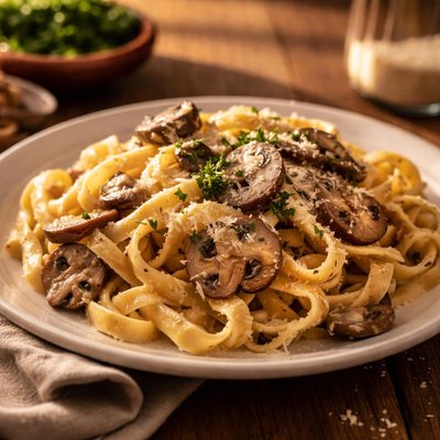 Fettuccine with mushroom sauce