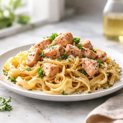 Fettucine with salmon