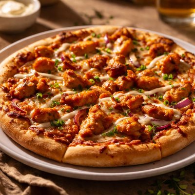 Fiery buffalo chicken pizza