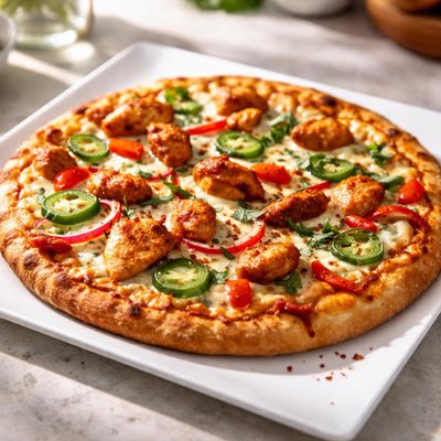 Fiery chicken pizza
