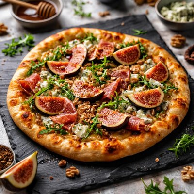 Fig blue cheese prosciutto romano grilled pizza
