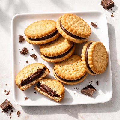 Filled chocolate biscuits