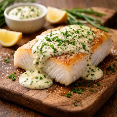 Fillet of cod with chive sauce