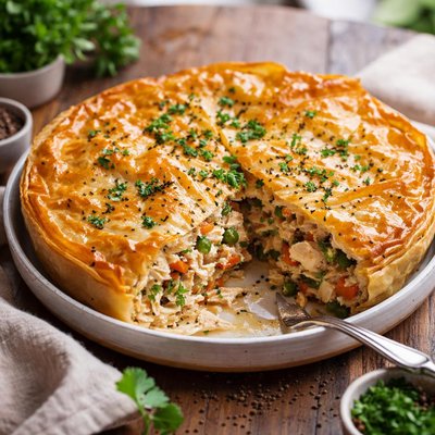 Filo chicken pie
