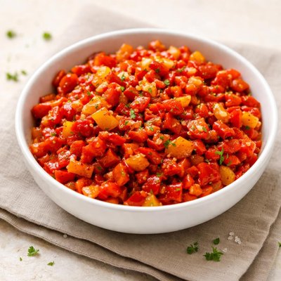 Finely chopped roasted peppers