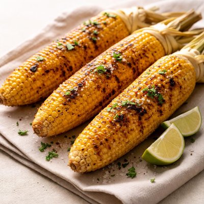 Fire grilled corn on the cob