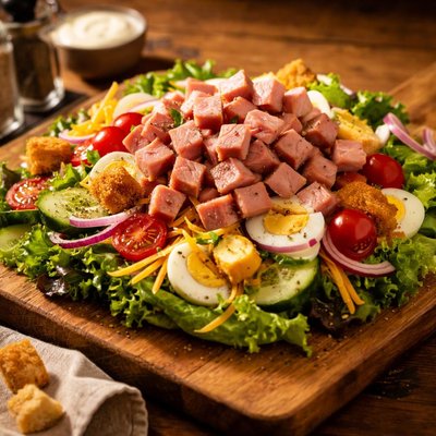 Firehiuse hook and ladder salad with ham