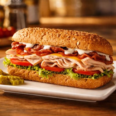 Firehouse medium turkey bacon ranch wheat bread sub