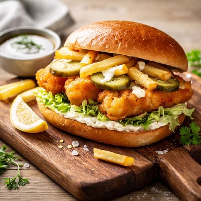 Fish and chips sandwich