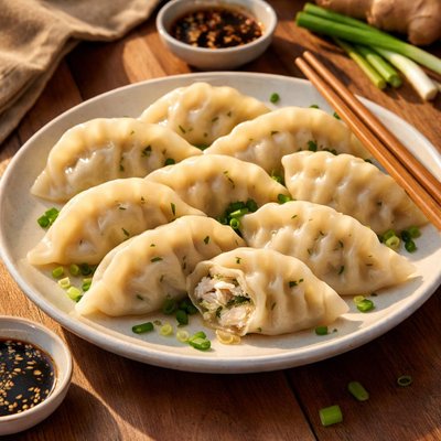 Fish and leek dumplings