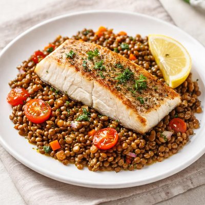 Fish and lentils