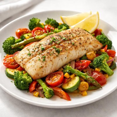 Fish and mixed vegetables