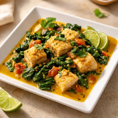 Fish and spinach curry