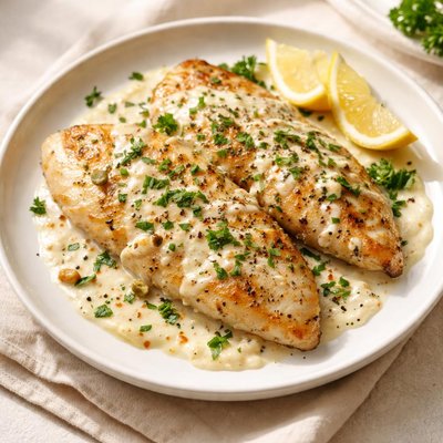Fish fillet with cream sauce