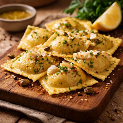 Fish ravioli