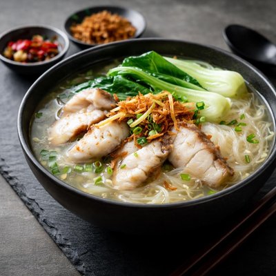Fish sliced bee hoon soup
